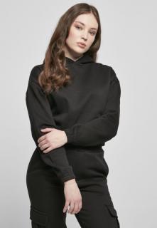 Fekete rövid női kapucnis pulóver