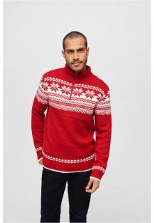 Piros norvég mintás férfi pulóver
