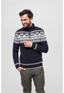 Sötétkék norvég mintás férfi pulóver
