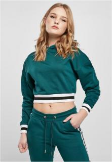 Zöld színű női rövid kollégiumi kapucnis pulóver