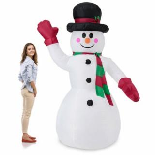 SNOWMAN Kültéri Óriás Felfújható Világító Hóember, LED-es Hóember 240 cm Magas