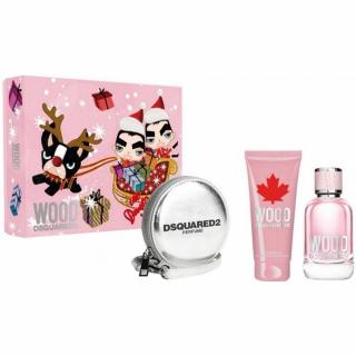 DSquared2 Wood for Her EDT 100ml + Tusfürdő 100ml + Neszeszer Táska Női Parfüm Ajándékcsomag