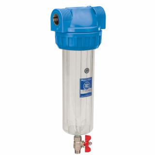 Aquafilter 10  vízszűrő ház leeresztő csappal - hideg vizes - átlátszó - 1 x1