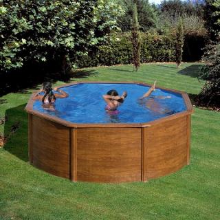 Gre StarPool Wood acélfalú medence szkimmerrel és befúvóval, 350x120cm