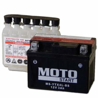 MotoSTART YTX4L-BS 12V 3Ah gondozásmentes AGM (zselés) motor akkumulátor