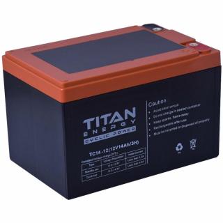 TitanEnergy CyclicPower TC14-12 12V 14Ah Ciklikus zselés akkumulátor elektromos kerékpárba csavaros csatlakozással