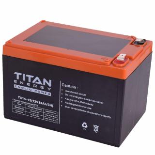 TitanEnergy CyclicPower TC14-12 12V 14Ah Ciklikus zselés akkumulátor elektromos kerékpárba sarus csatlakozással