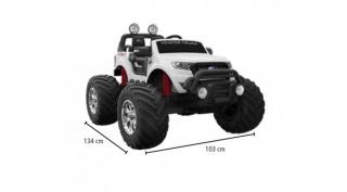Akkumulátoros Kisautó Ford Ranger MTwhite 2x12v 7ah Max35kg
