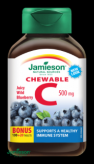 Jamieson C-vitamin 500 mg kék áfonya ízű, szájban oldódó 120 tbl.