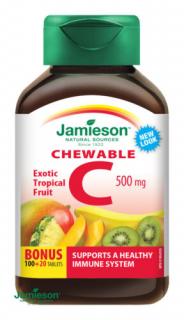Jamieson C-vitamin 500mg rágótabletta trópusi gyümölcs ízesítéssel120x