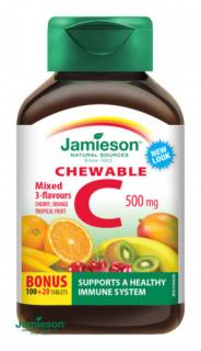 Jamieson C-vitamin 500mg rágótabletta - vegyes gyümölcs ízesítéssel 120x