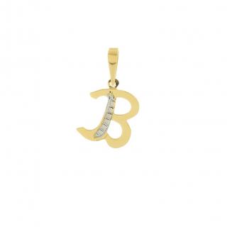 B betű alakú medál sárga aranyból