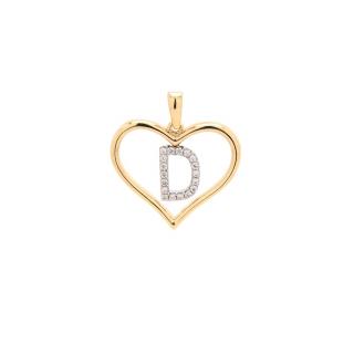 D betű szívben arany medál