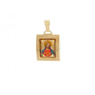 Jézus Isteni szive sárga aranyból készült medál