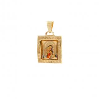 Szűz Mária és gyermeke sárga aranyból készült medál