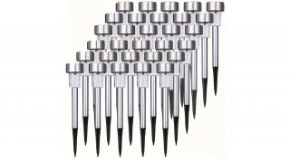 20 db leszúrható napelemes inox LED kerti világítás, hidegfehér, 30 cm magas