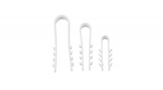 Kábelrögzítő dübel, 3-6 mm, fehér, 15 db-os kiszerelés, stabil falra rögzítéshez