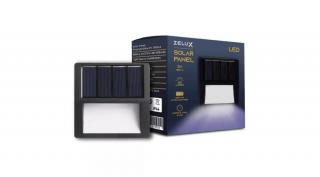 Zelux modern napelemes LED kültéri falilámpa, lépcsőlámpa, fényérzékelős -fekete