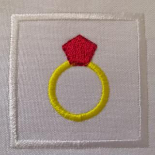 Gyűrű ovis jel - Felvarrható, hímzett óvodai jel 10x10 cm