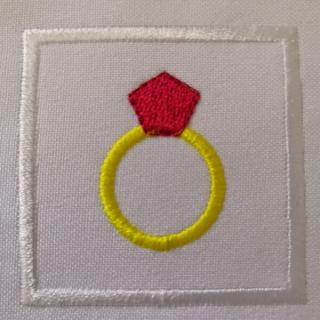 Gyűrű ovis jel - Felvarrható, hímzett óvodai jel 3x3 cm