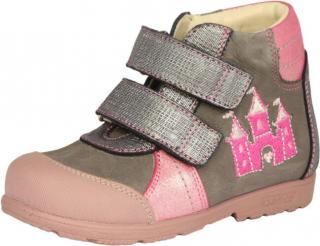 30-as SZAMOS szupinált cipő lányoknak - szürke, rózsaszín, kastély mintával