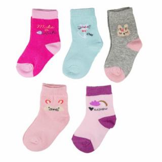 Pamut színes zokni lányoknak - 5 pár/csomag