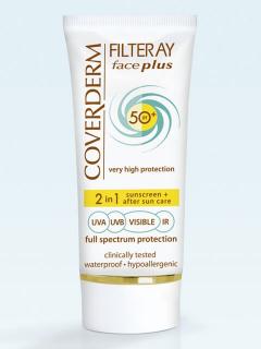 Coverderm Filteray Face SPF50+ fényvédő krém olajos, aknés bőrre NATÚR 50ml