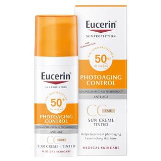 Eucerin Sun Photoaging Control SZÍNEZETT napozó krém arcra Fair FF50+ 50ml
