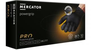 MERCATOR powergrip (black)nitril vizsgálókesztyű fekete gyémánt textúrált L,50 db