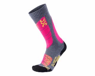 UYN Lady Ski All Mountrain Socks, medium grey melange-pink sízokni