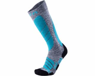 UYN Lady Ski Pro Race Socks, grey melange-turquoise sízokni