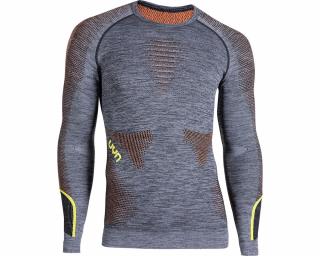 UYN Man Ambition UW Shirt LG SL Melange, black melange-orange-yellow aláöltöző felső