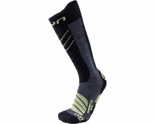 UYN Man Ski Comfort Fits Socks, medium grey melange-green lime sízokni