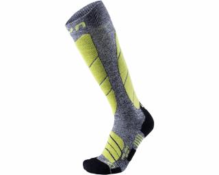 UYN Man Ski Pro Race Socks, grey melange-green lime sízokni
